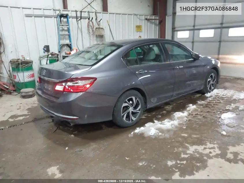 1HGCR2F37GA086848 2016 Honda Accord Lx