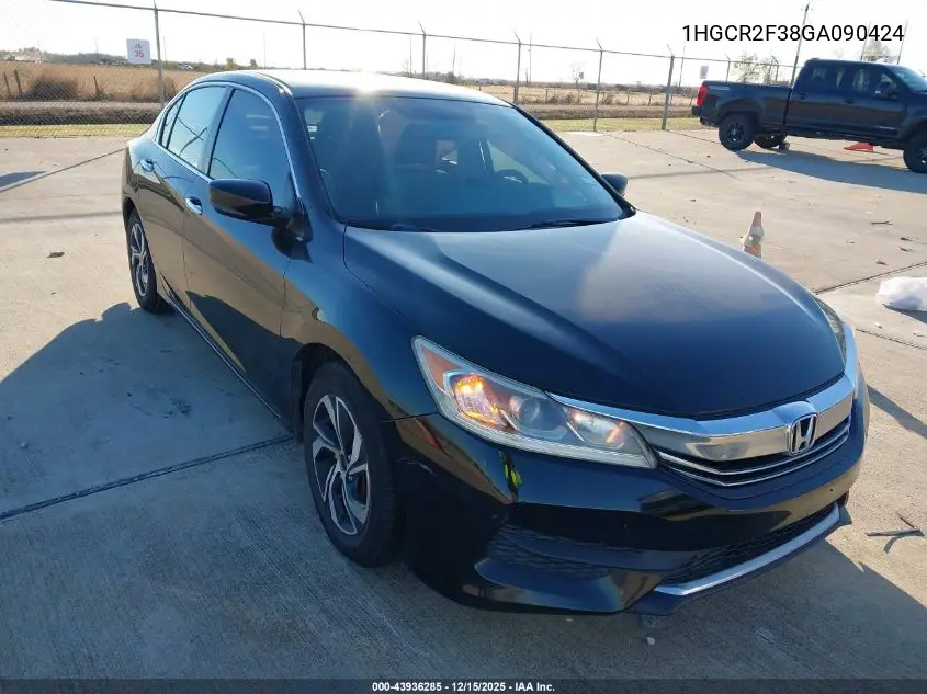 1HGCR2F38GA090424 2016 Honda Accord Lx