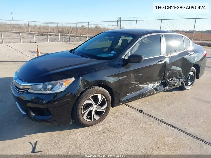 1HGCR2F38GA090424 2016 Honda Accord Lx