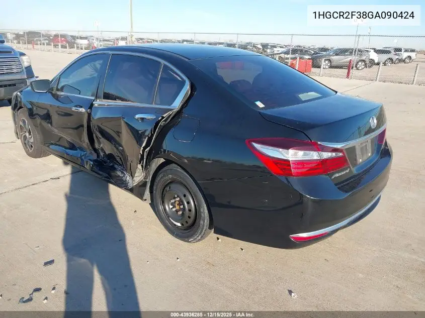 1HGCR2F38GA090424 2016 Honda Accord Lx