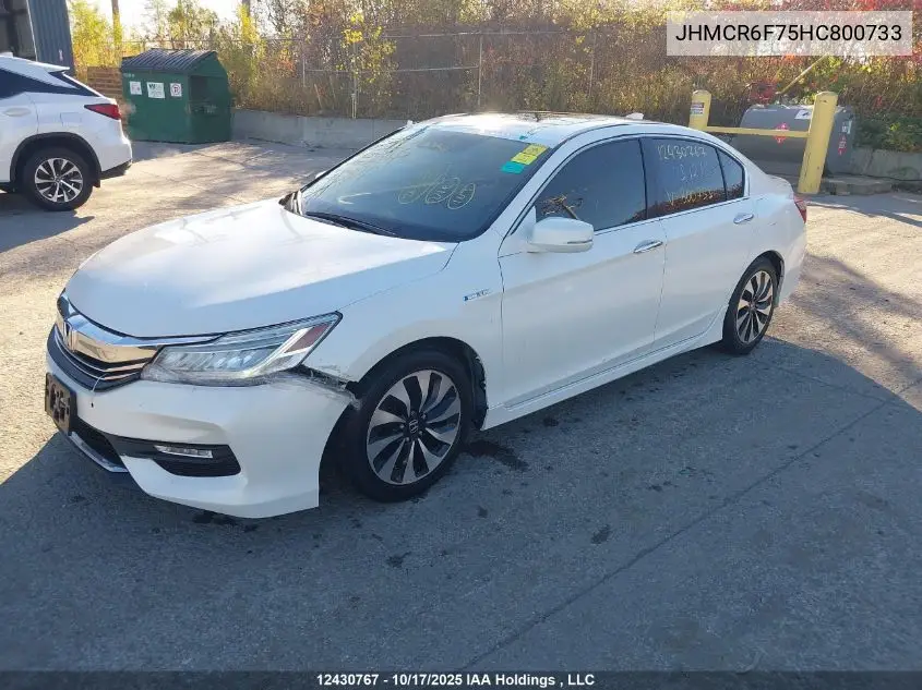 JHMCR6F75HC800733 2017 Honda Accord Touring Hybrid