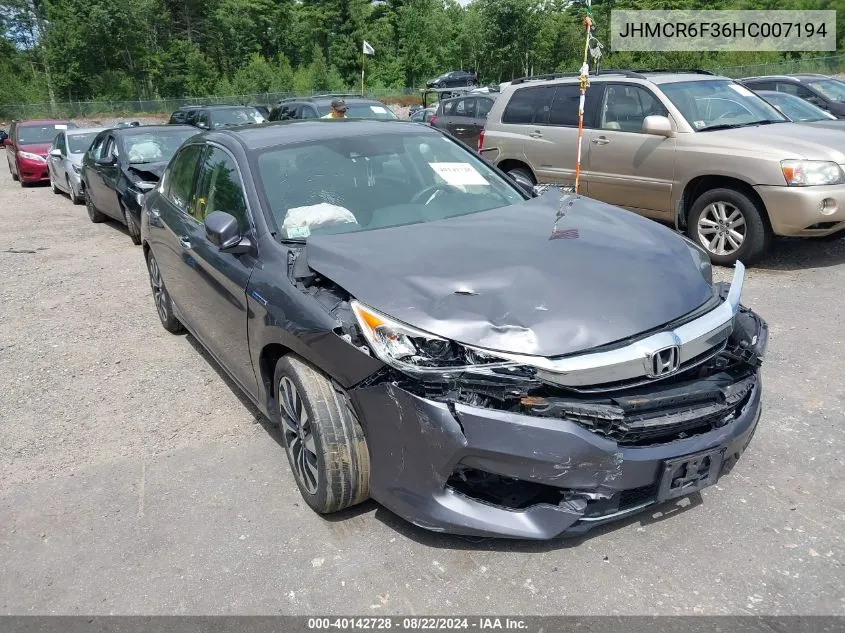 2017 Honda Accord Hybrid VIN: JHMCR6F36HC007194 Lot: 40142728