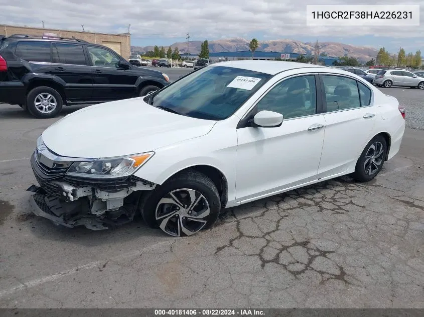 2017 Honda Accord Lx VIN: 1HGCR2F38HA226231 Lot: 40181406