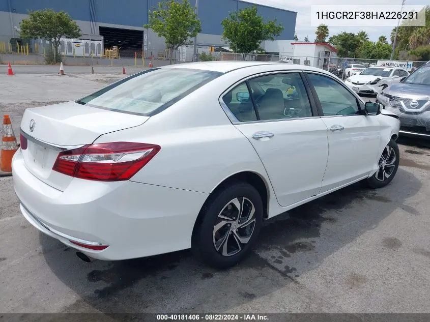 1HGCR2F38HA226231 2017 Honda Accord Lx