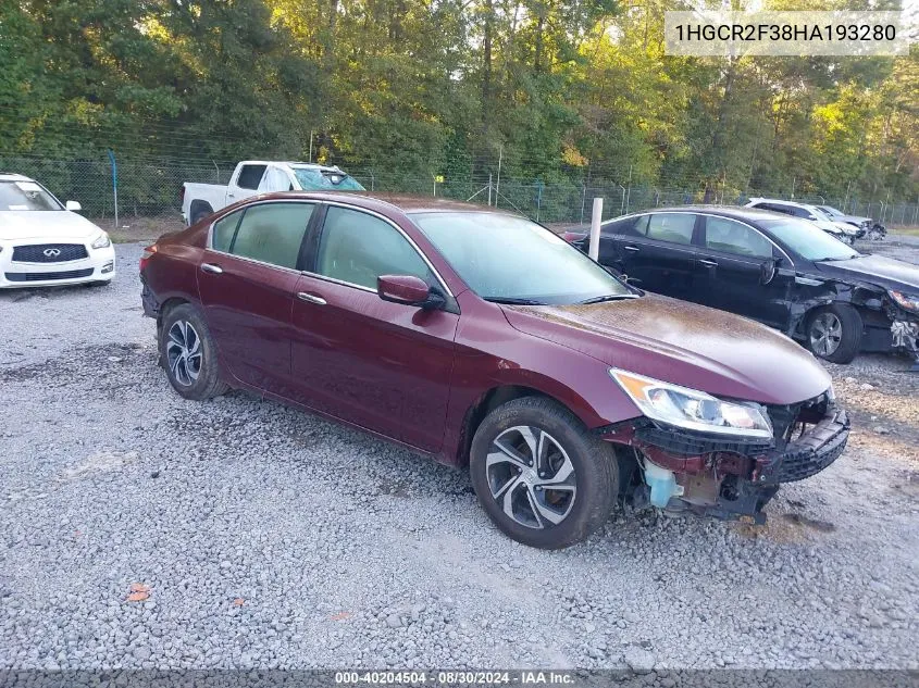 1HGCR2F38HA193280 2017 Honda Accord Lx