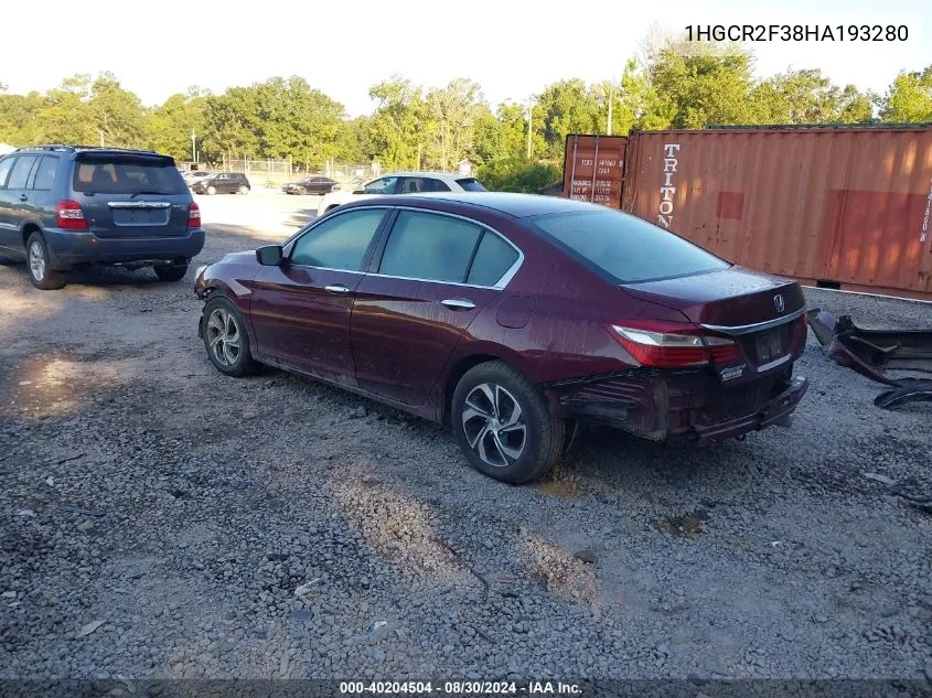 1HGCR2F38HA193280 2017 Honda Accord Lx