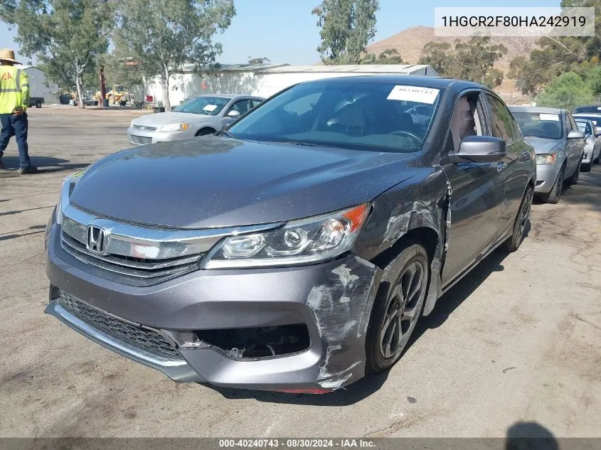 1HGCR2F80HA242919 2017 Honda Accord Ex-L