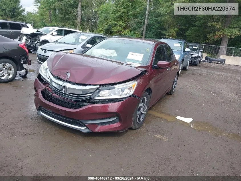 1HGCR2F30HA220374 2017 Honda Accord Lx