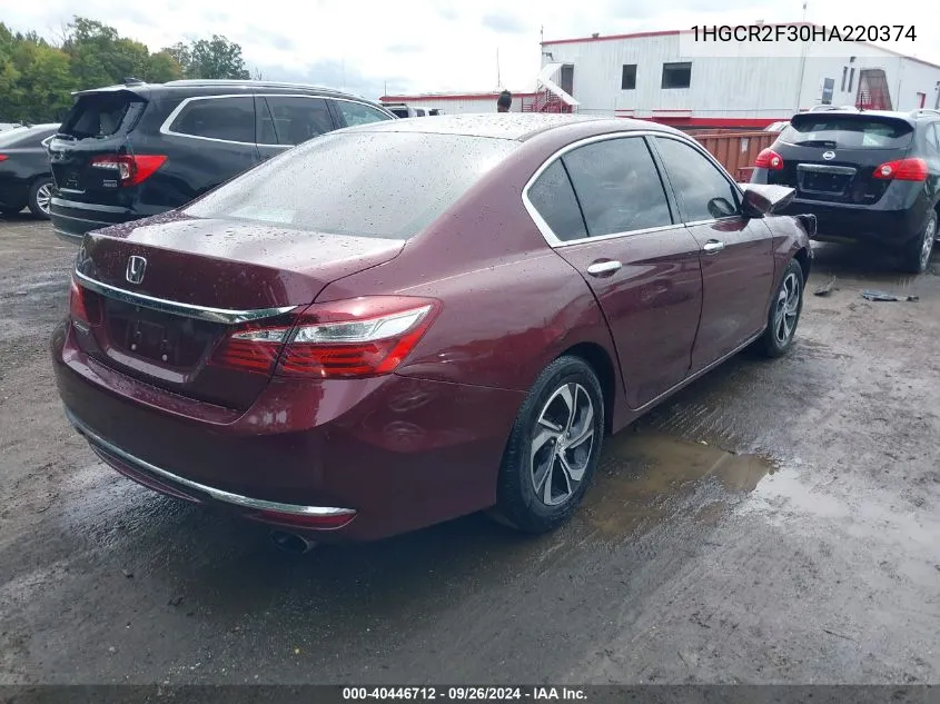 1HGCR2F30HA220374 2017 Honda Accord Lx