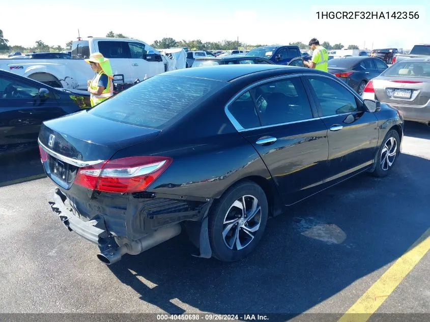 2017 Honda Accord Lx VIN: 1HGCR2F32HA142356 Lot: 40450698