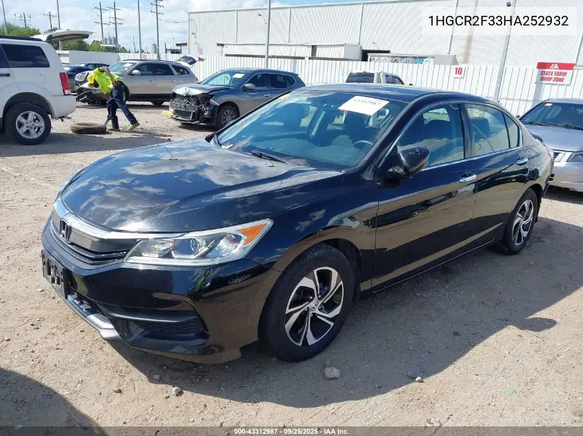 1HGCR2F33HA252932 2017 Honda Accord Lx