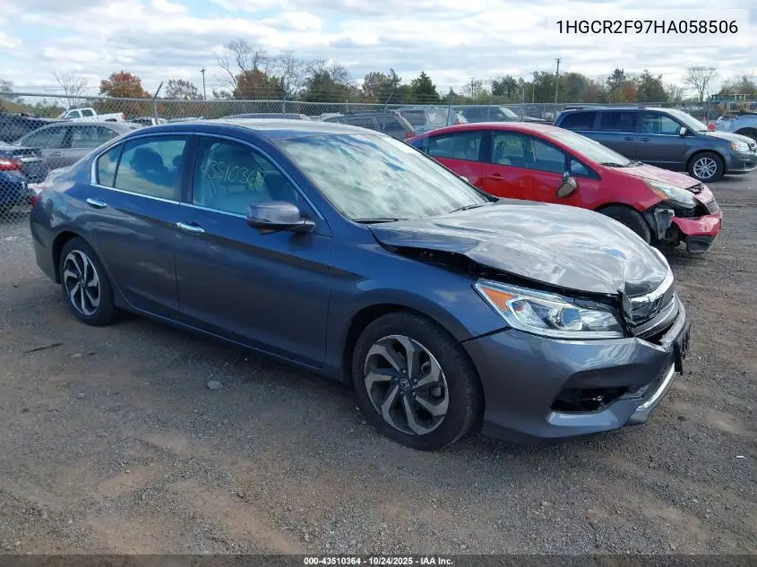 1HGCR2F97HA058506 2017 Honda Accord Ex-L