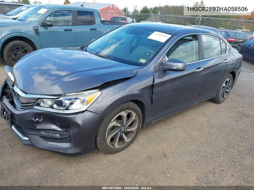 1HGCR2F97HA058506 2017 Honda Accord Ex-L