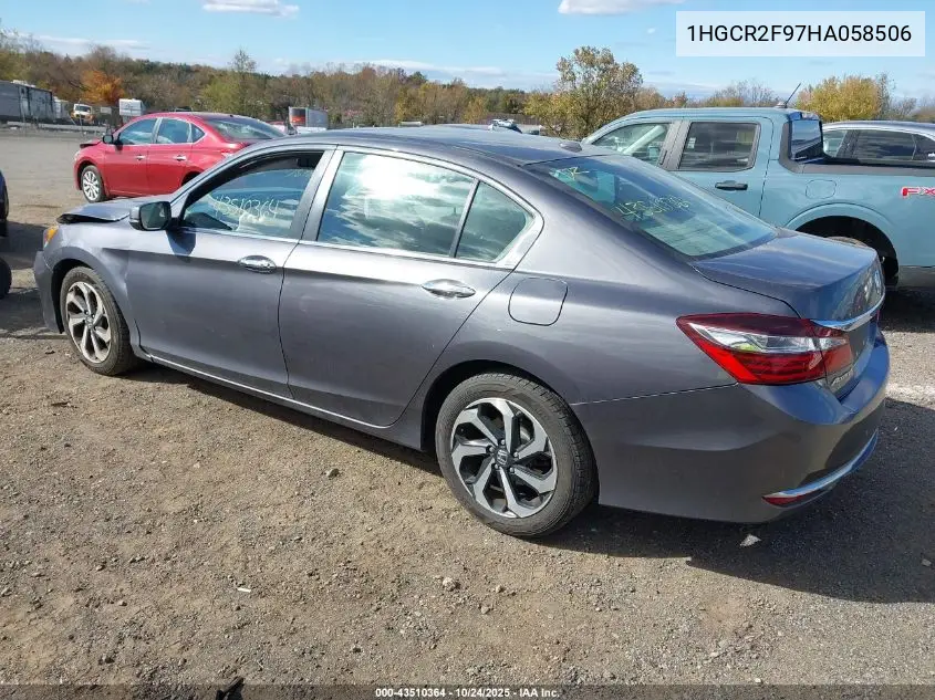 1HGCR2F97HA058506 2017 Honda Accord Ex-L