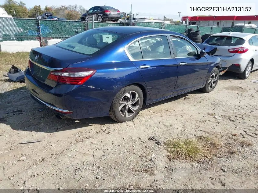 1HGCR2F31HA213157 2017 Honda Accord Lx