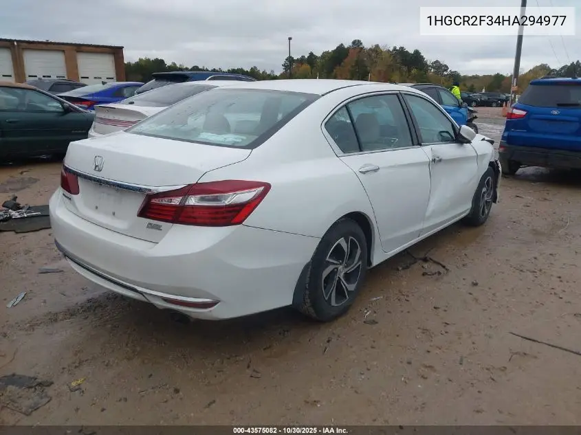 1HGCR2F34HA294977 2017 Honda Accord Lx