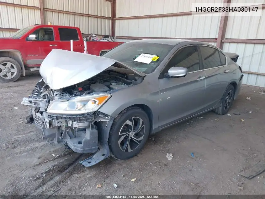 1HGCR2F33HA030147 2017 Honda Accord Lx