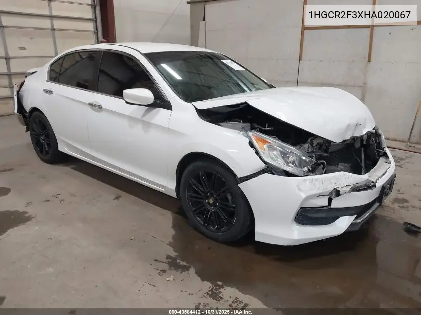 1HGCR2F3XHA020067 2017 Honda Accord Lx