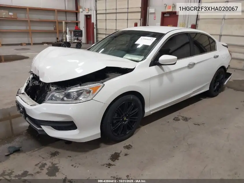 1HGCR2F3XHA020067 2017 Honda Accord Lx