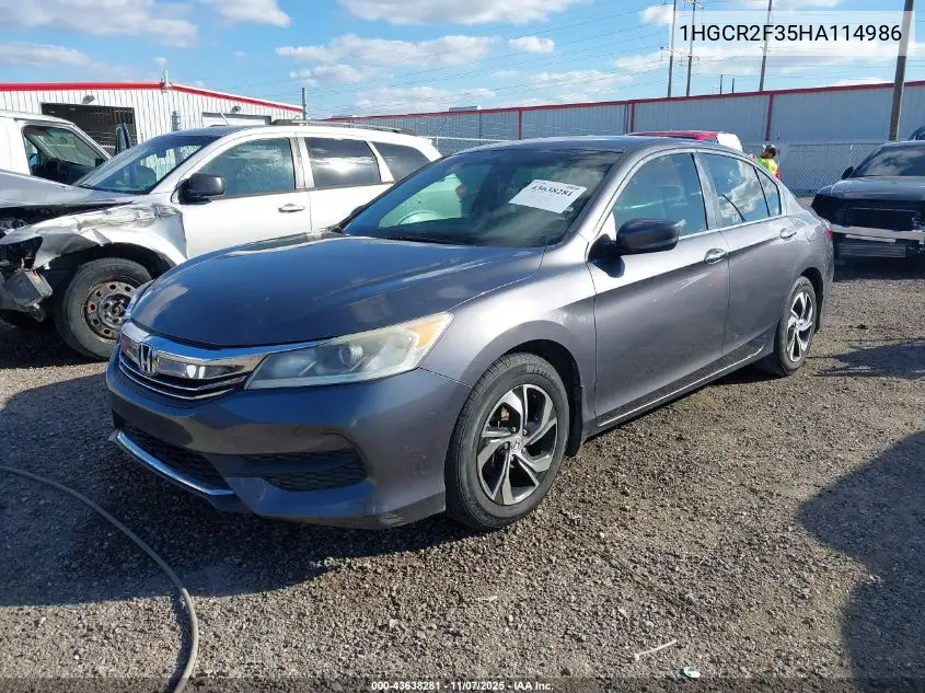 1HGCR2F35HA114986 2017 Honda Accord Lx