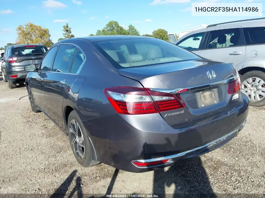 1HGCR2F35HA114986 2017 Honda Accord Lx
