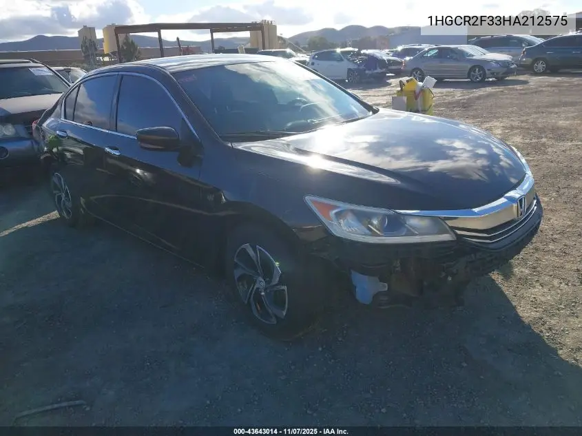 1HGCR2F33HA212575 2017 Honda Accord Lx
