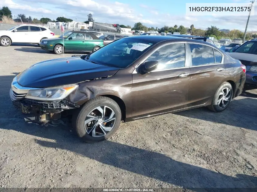 1HGCR2F33HA212575 2017 Honda Accord Lx