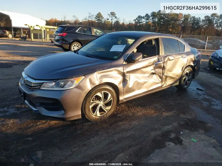 1HGCR2F36HA299615 2017 Honda Accord Lx