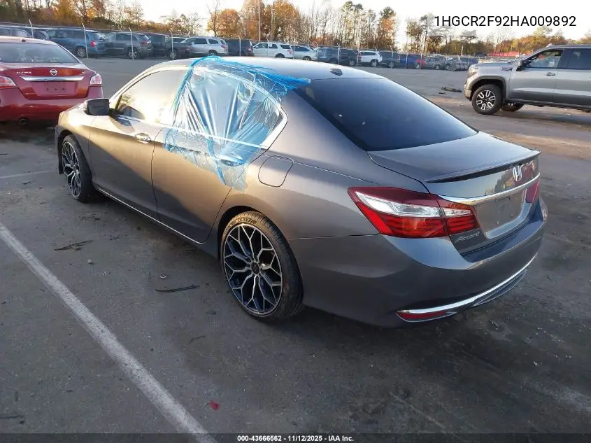 1HGCR2F92HA009892 2017 Honda Accord Ex-L
