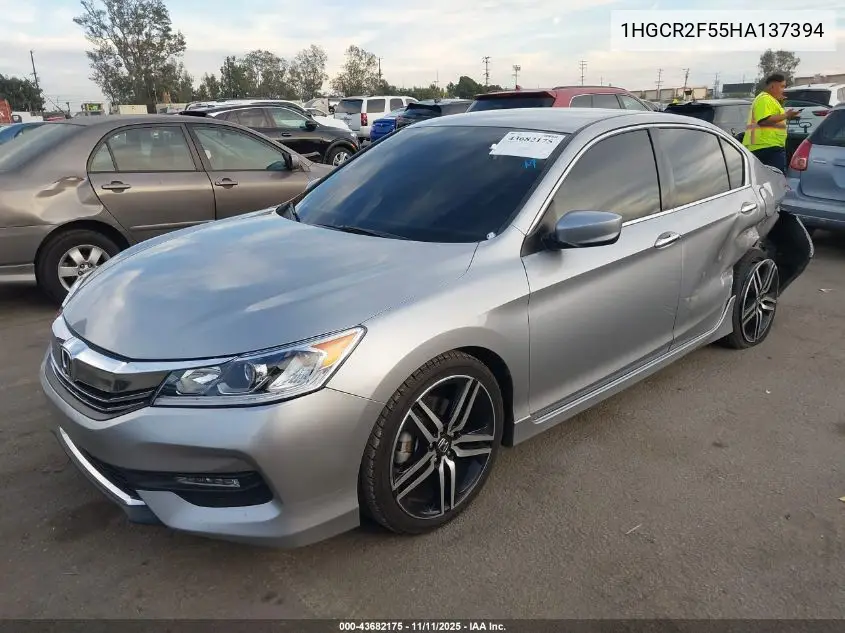 1HGCR2F55HA137394 2017 Honda Accord Sport