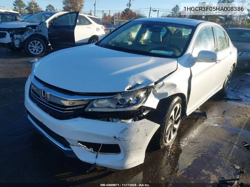 1HGCR3F05HA008386 2017 Honda Accord Ex-L V6
