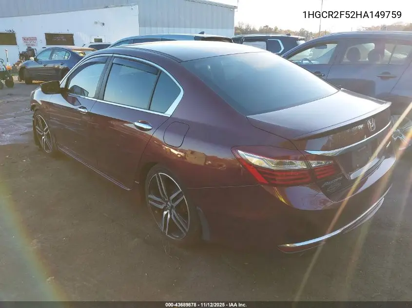 1HGCR2F52HA149759 2017 Honda Accord Sport