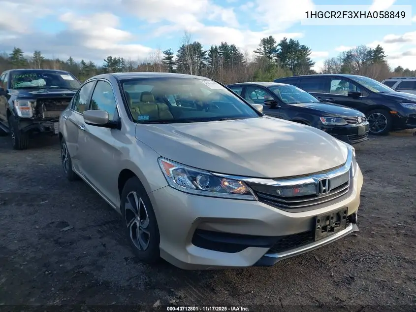 1HGCR2F3XHA058849 2017 Honda Accord Lx