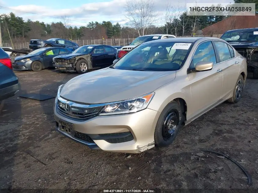 1HGCR2F3XHA058849 2017 Honda Accord Lx