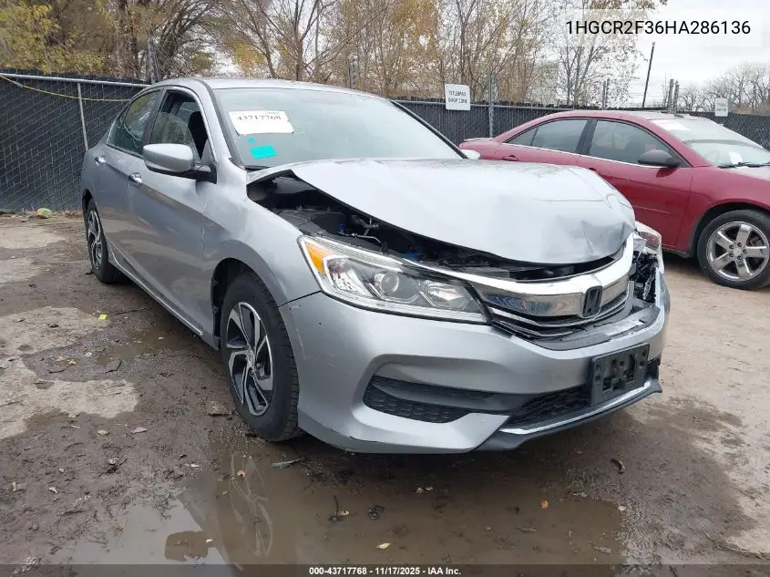 1HGCR2F36HA286136 2017 Honda Accord Lx