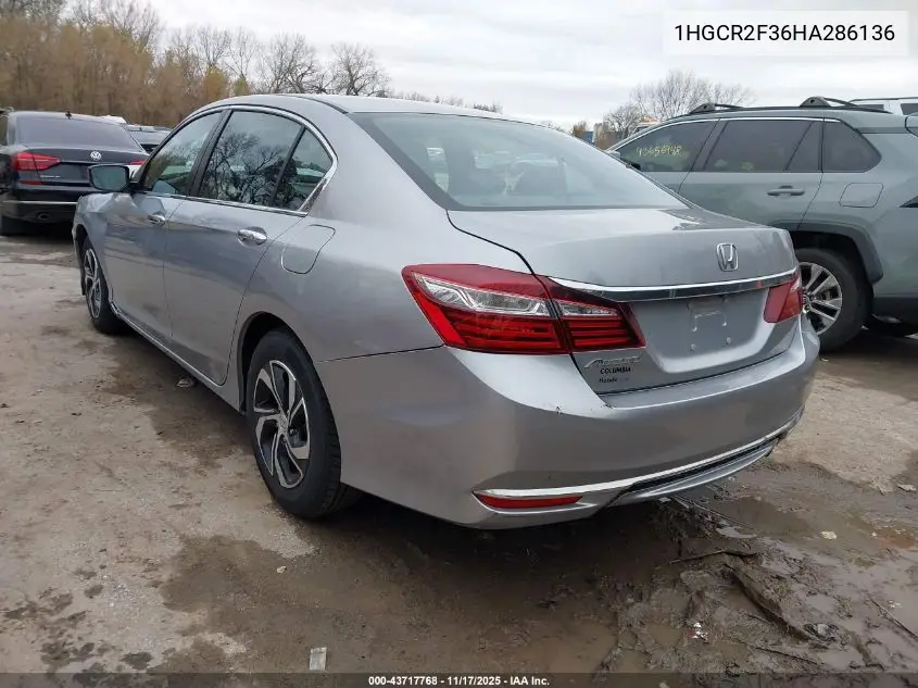 1HGCR2F36HA286136 2017 Honda Accord Lx