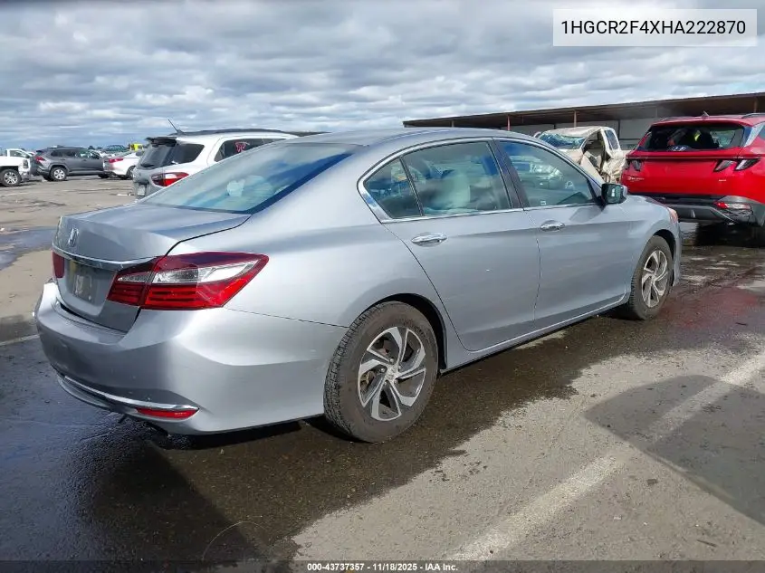 1HGCR2F4XHA222870 2017 Honda Accord Lx