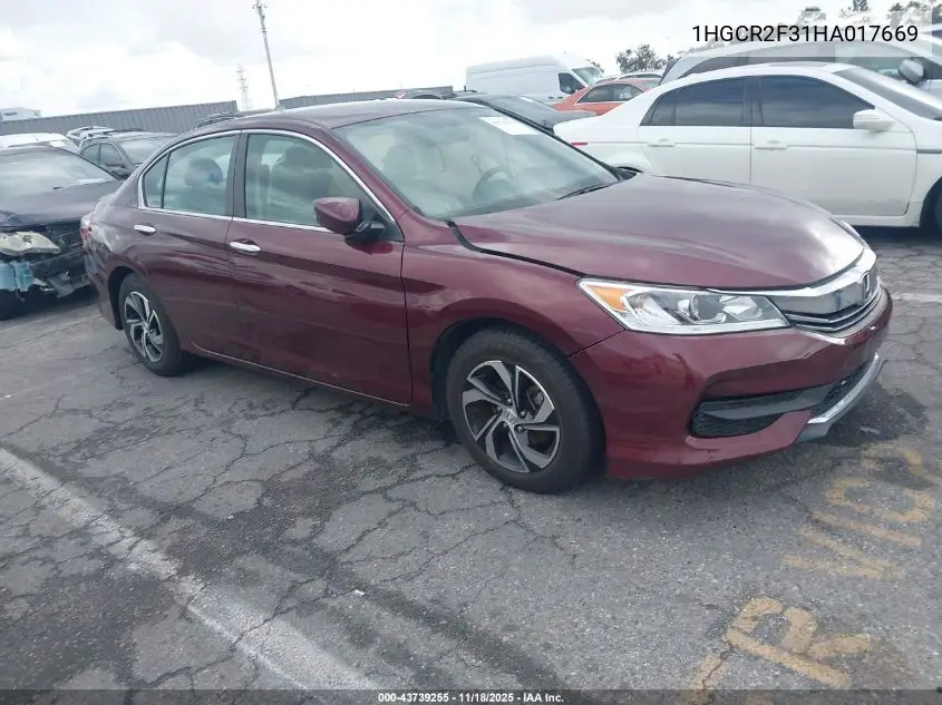 1HGCR2F31HA017669 2017 Honda Accord Lx
