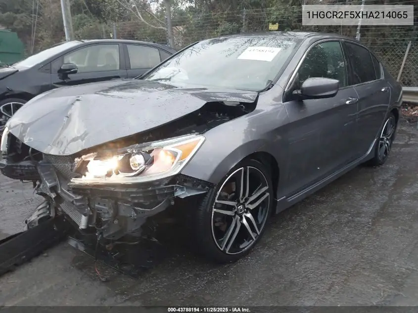 1HGCR2F5XHA214065 2017 Honda Accord Sport