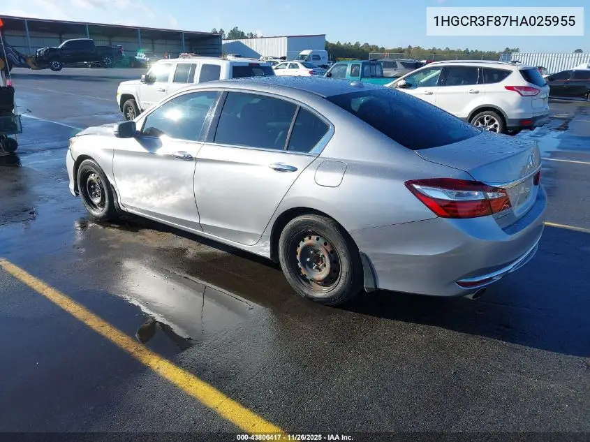 1HGCR3F87HA025955 2017 Honda Accord Ex-L V6