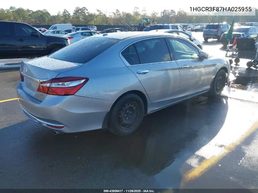 1HGCR3F87HA025955 2017 Honda Accord Ex-L V6
