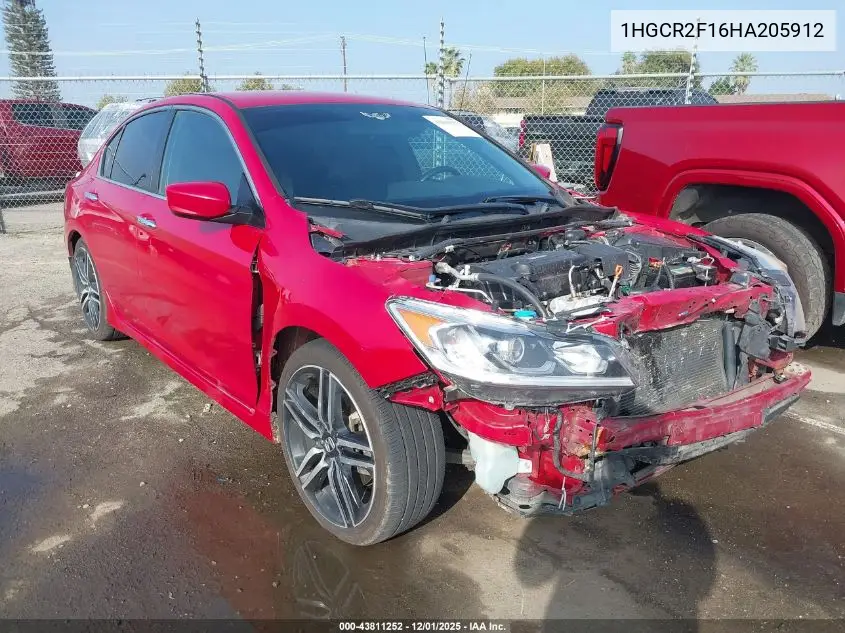 1HGCR2F16HA205912 2017 Honda Accord Sport Se