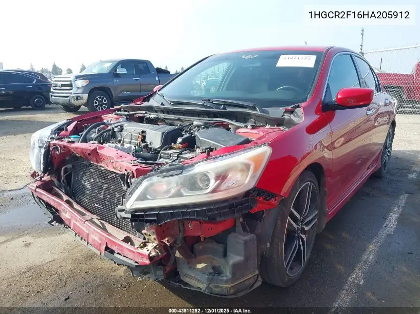 1HGCR2F16HA205912 2017 Honda Accord Sport Se