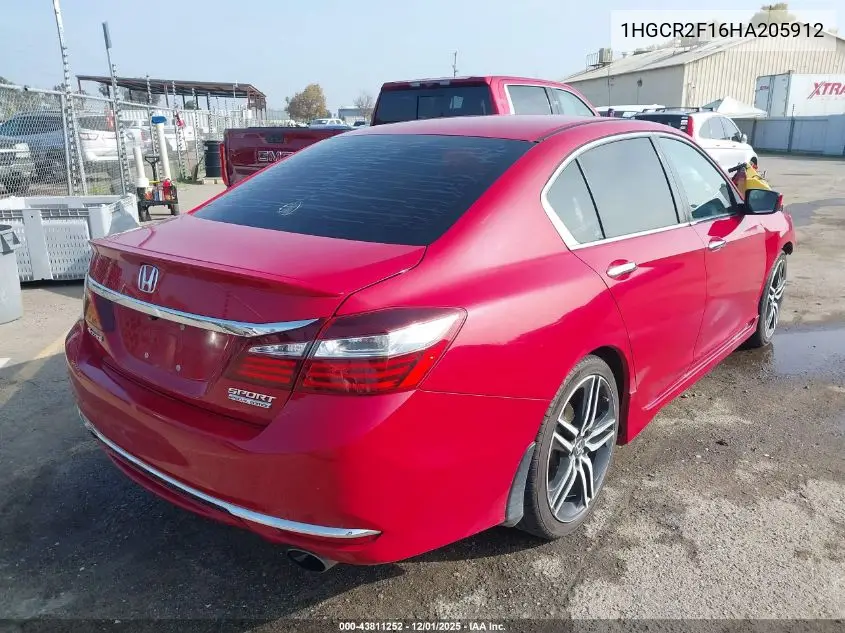 1HGCR2F16HA205912 2017 Honda Accord Sport Se
