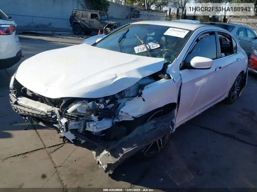 1HGCR2F53HA188943 2017 Honda Accord Sport