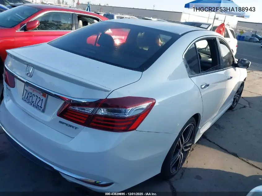 1HGCR2F53HA188943 2017 Honda Accord Sport