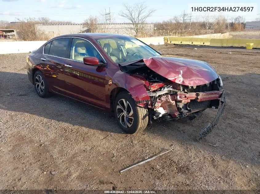 1HGCR2F34HA274597 2017 Honda Accord Lx
