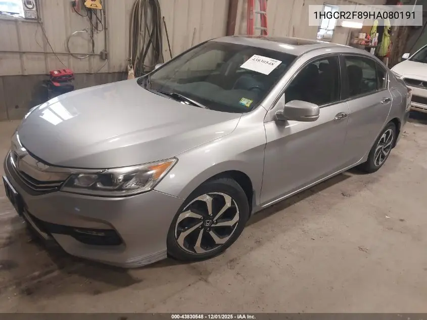 1HGCR2F89HA080191 2017 Honda Accord Ex-L