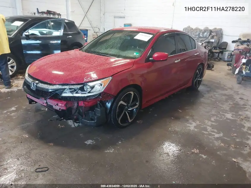 1HGCR2F11HA278220 2017 Honda Accord Sport Se