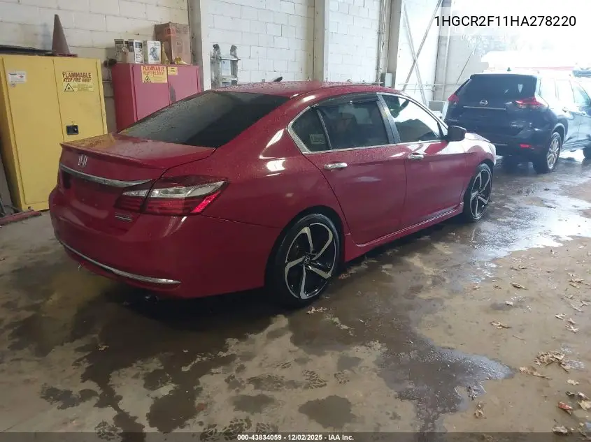 1HGCR2F11HA278220 2017 Honda Accord Sport Se